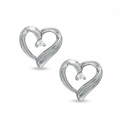 sterling silver heart stud earrings