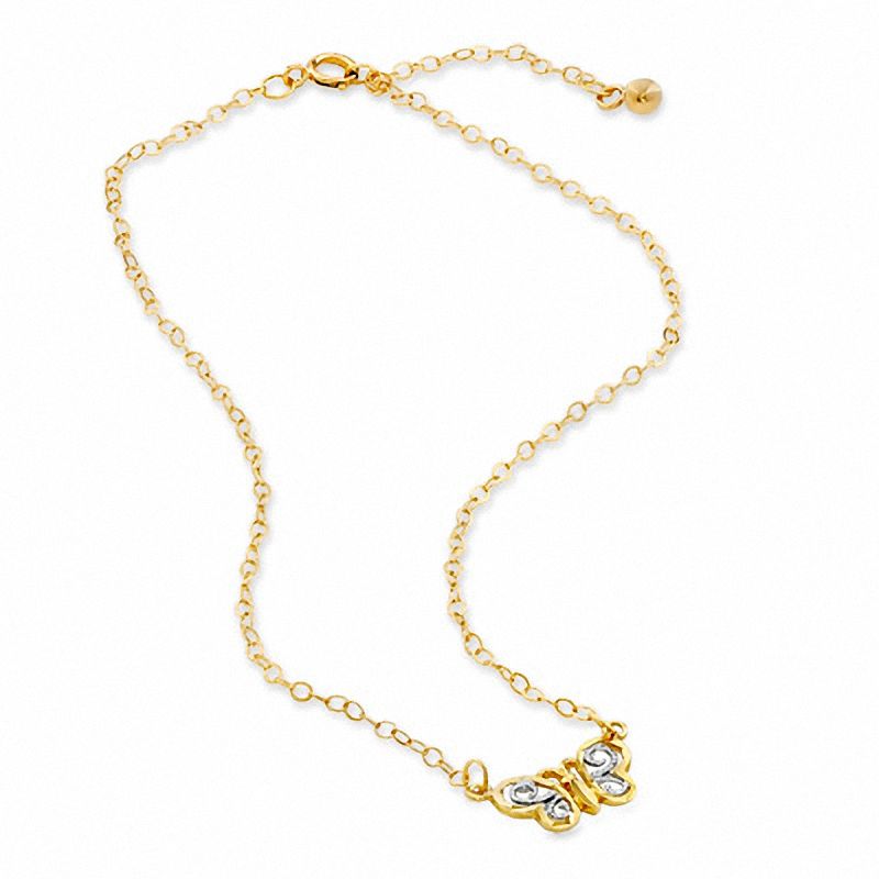 Main Image 2 of Adjustable Butterfly Anklet in 10K Gold