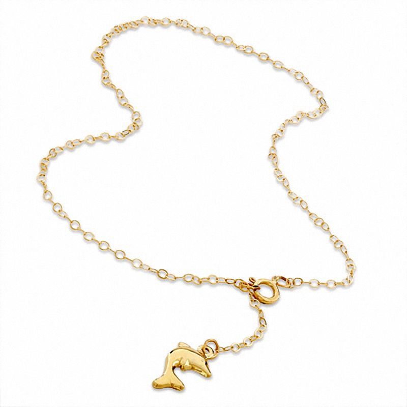 Main Image 2 of Adjustable Dolphin Anklet in 10K Gold