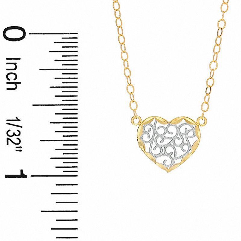 Main Image 3 of Adjustable Filigree Heart Anklet in 10K Two-Tone Gold