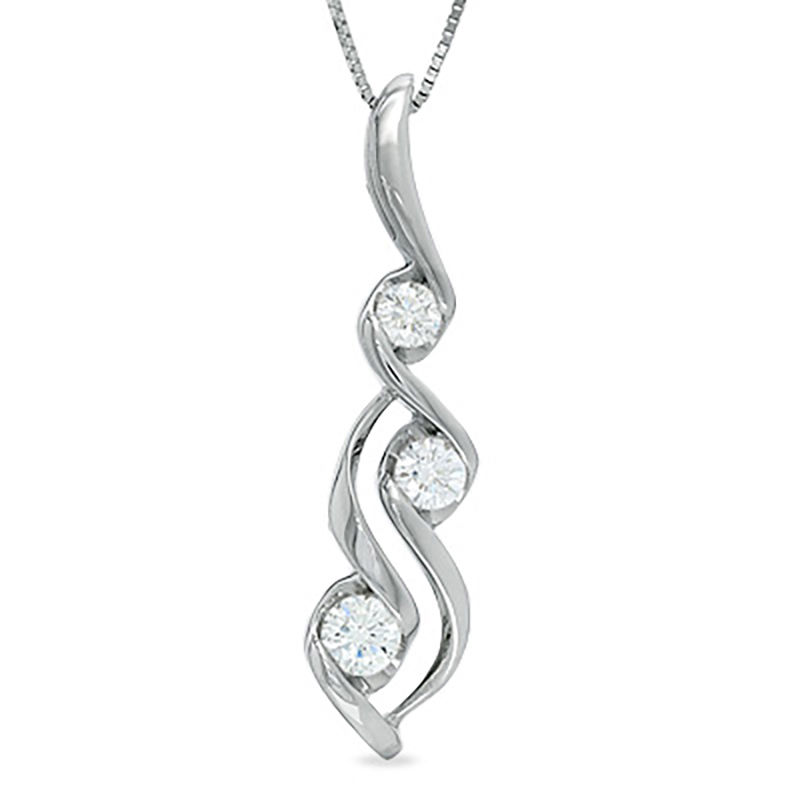 Main Image 1 of Sirena™ 1/3 C.T. T.W. Diamond Three Stone Pendant in 14K White Gold
