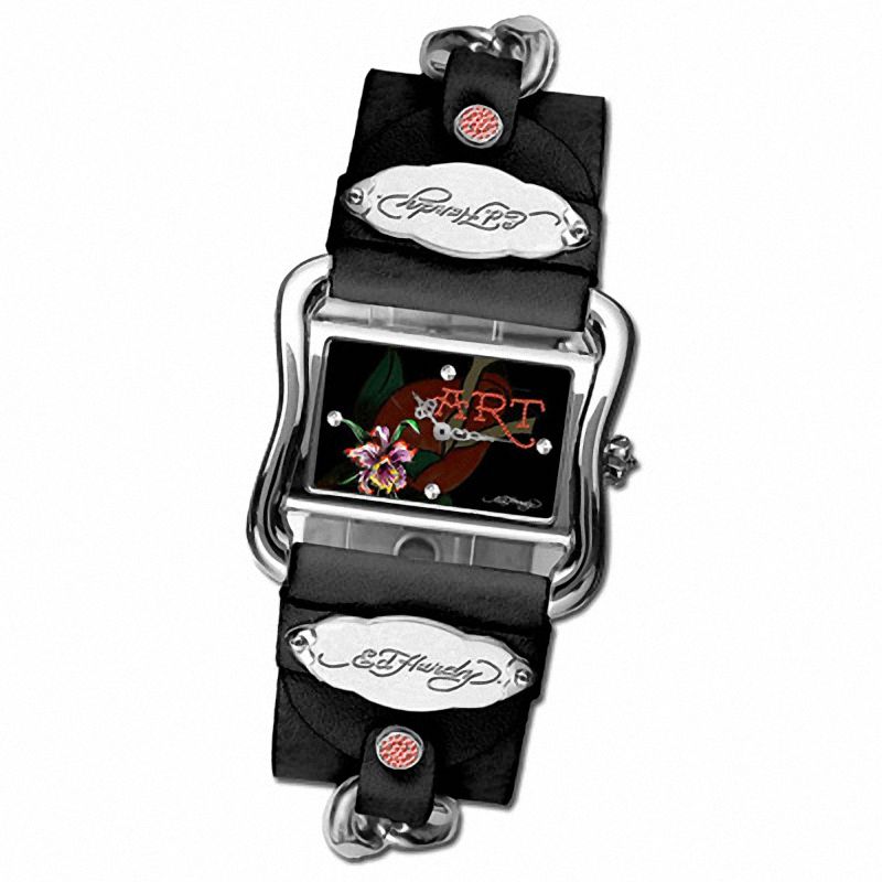 Main Image 1 of Ed Hardy Ladies' Black Victoria Orchid Watch (Model: VI-OR)