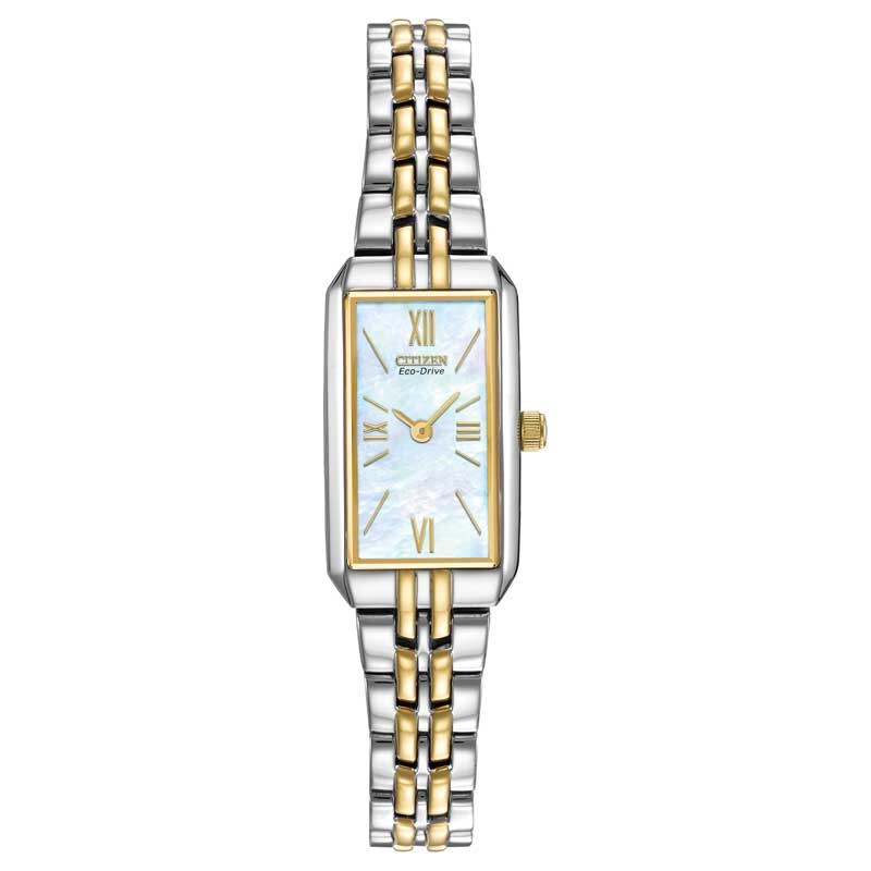 Main Image 1 of Ladies' Citizen Eco-Drive® Silhouette Two-Tone Bracelet Watch with Mother-of-Pearl Dial (Model: EG2694-59D)