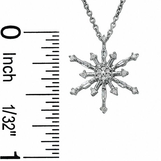 1/10 CT. T.w. Diamond Snowflake Pendant in 10K White Gold