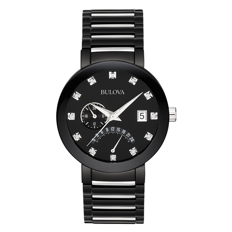 Main Image 1 of Men's Bulova Modern Diamond Accent Two-Tone IP Watch with Black Dial (Model: 98D109)