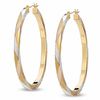 Thumbnail Image 1 of 50mm Hoop Earrings in 14K Tri-Tone Gold and Sterling Silver