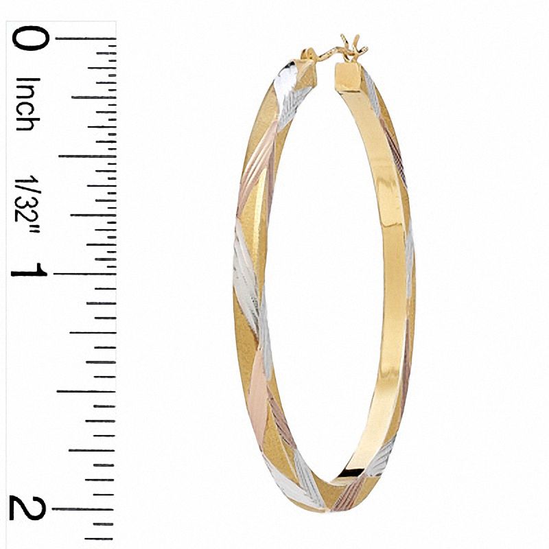 Main Image 2 of 50mm Hoop Earrings in 14K Tri-Tone Gold and Sterling Silver