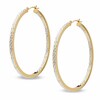 Thumbnail Image 1 of Diamond-Cut 50mm Inside-Out Hoop Earrings in Sterling Silver and 14K Gold