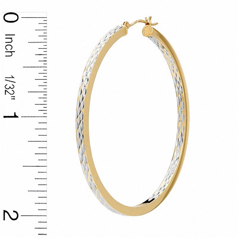 Main Image 2 of Diamond-Cut 50mm Inside-Out Hoop Earrings in Sterling Silver and 14K Gold