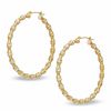 Thumbnail Image 1 of 50mm Bamboo Hoop Earrings in Sterling Silver and 14K Gold