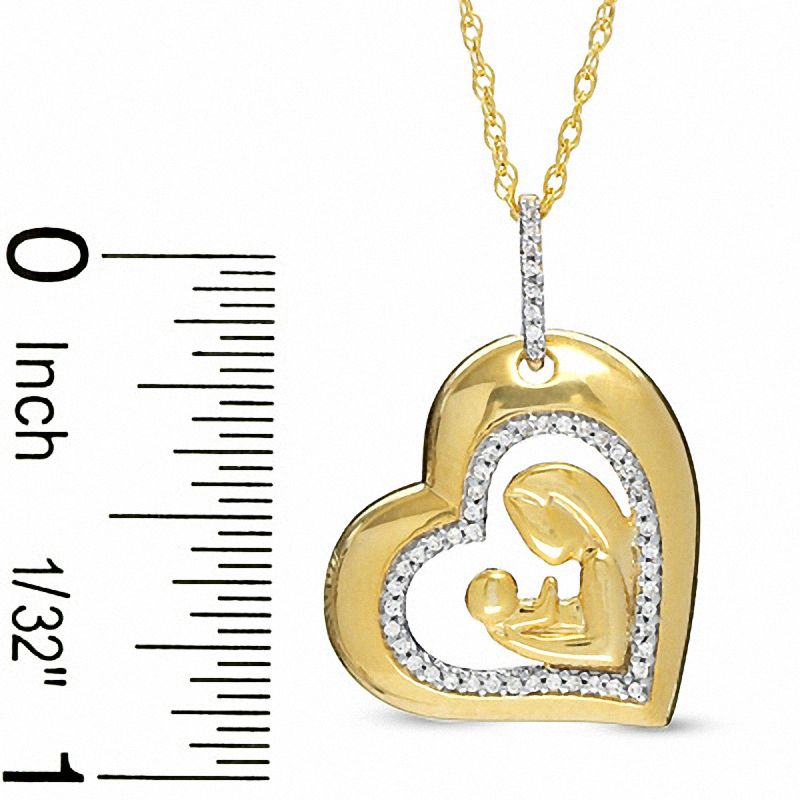 1/8 CT. T.W. Diamond Motherly Love Heart Pendant in Sterling Silver