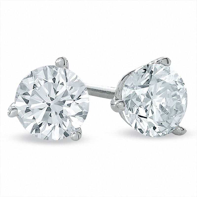 3 4 Ct T W Certified Diamond Solitaire Stud Earrings In Platinum