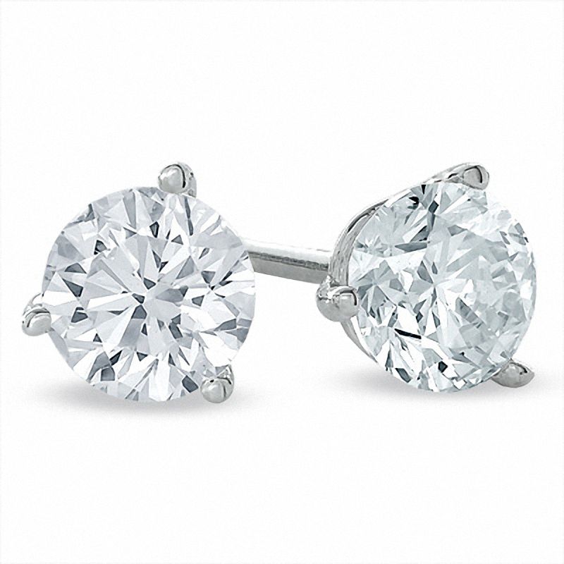 1 Ct Tw Certified Diamond Solitaire Stud Earrings In 18k White Gold