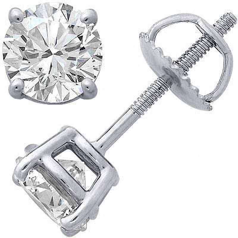 1/2 CT. T.W. Certified Diamond Solitaire Stud Earrings in 14K White Gold (I/SI2)