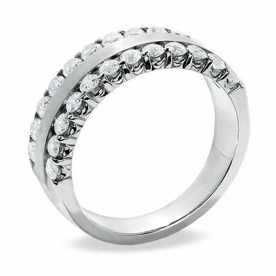 1 CT. T.w. Diamond Two Row Band in 14K White Gold