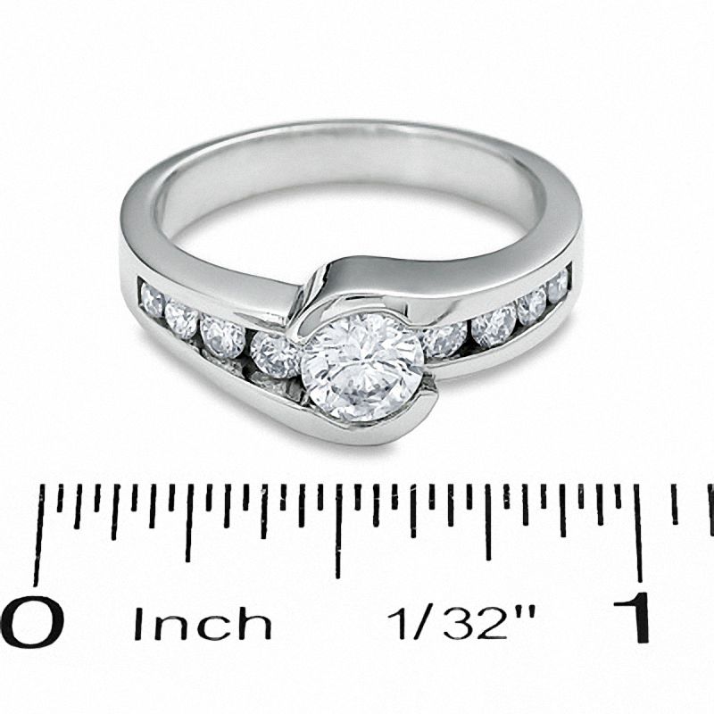 Main Image 3 of 1 CT. T.W. Diamond Bezel Set Engagement Ring in 14K White Gold
