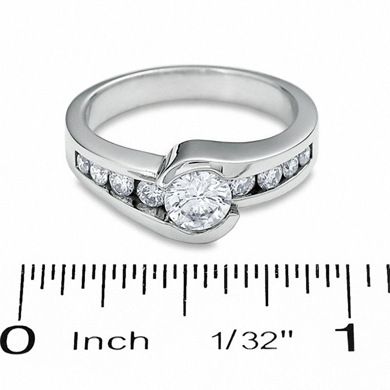 1 CT. T.W. Diamond Bezel Set Engagement Ring in 14K White Gold