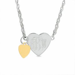 Heart Monogram Anklet in Sterling Silver and 14K Gold (3 Initials) - 10&quot;