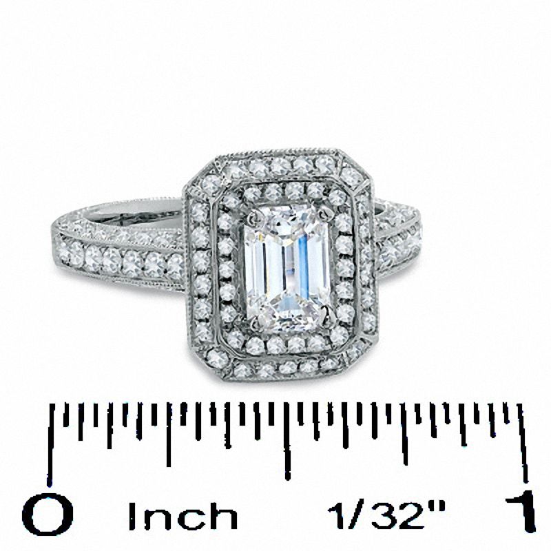 2 CT. T.W. Certified Framed Emerald-Cut Diamond Engagement Ring in 14K White Gold