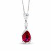 Thumbnail Image 1 of Pear-Shaped Lab-Created Ruby and White Sapphire Drop Pendant in 14K White Gold