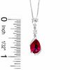 Thumbnail Image 2 of Pear-Shaped Lab-Created Ruby and White Sapphire Drop Pendant in 14K White Gold