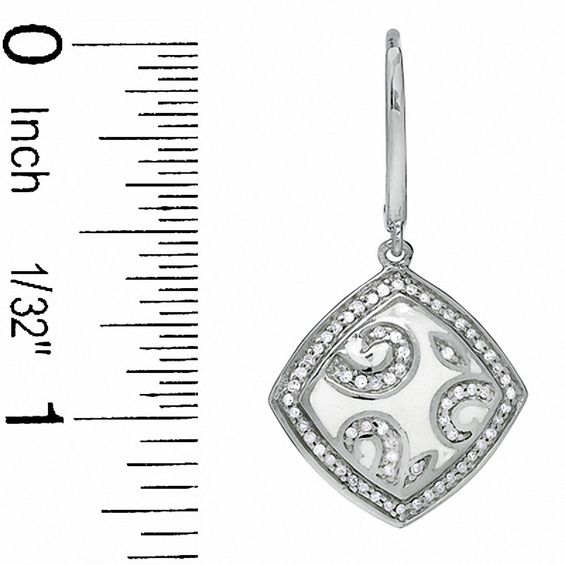 1/3 CT. T.w. Diamond White Enamel Swirl Leverback Earrings in Sterling Silver