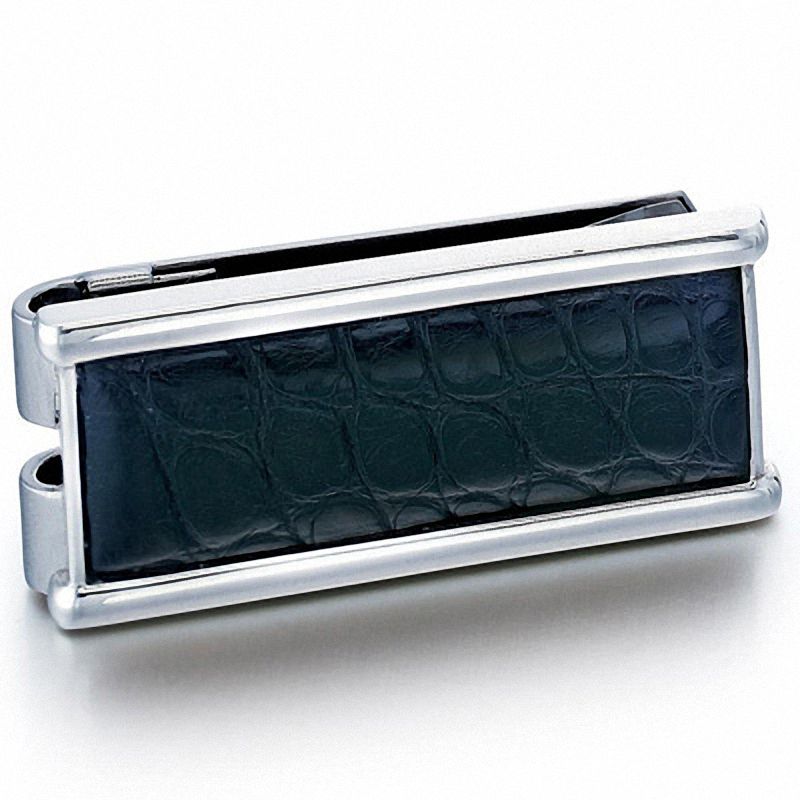Main Image 1 of J. Goodman Men's Textured Leather Inlay Sterling Silver Money Clip