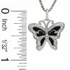 Thumbnail Image 2 of Diamond Accent Black Enamel Butterfly Pendant in Sterling Silver