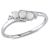 Thumbnail Image 0 of Opal Three Stone Slant Ring in 10K White Gold with Diamond Accents