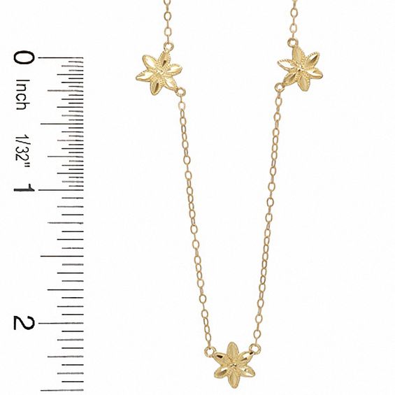 Adjustable Three Flower Station Anklet in 10K Gold