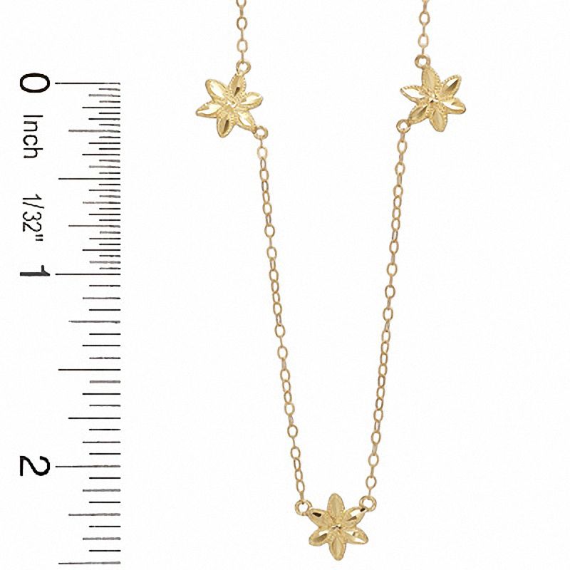 Main Image 3 of Adjustable Three Flower Station Anklet in 10K Gold