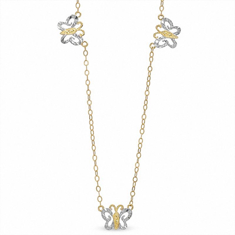 Main Image 1 of Adjustable Butterfly Anklet in 10K Two-Tone Gold