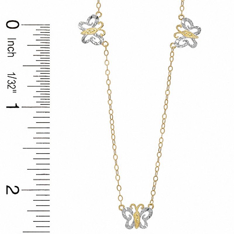 Adjustable Butterfly Anklet in 10K Two-Tone Gold