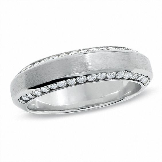 3/4 CT. T.w. Diamond Edge Satin Band in 14K White Gold