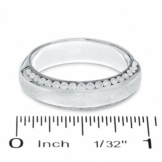 3/4 CT. T.w. Diamond Edge Satin Band in 14K White Gold