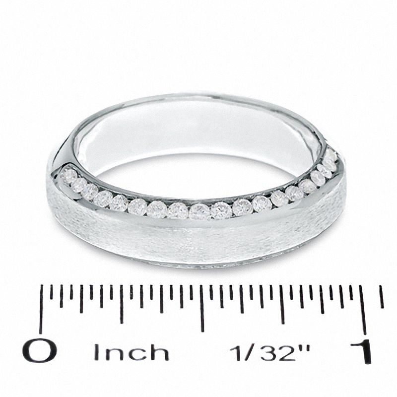 Men's 3/4 CT. T.W. Diamond Edge Satin Band in 14K White Gold