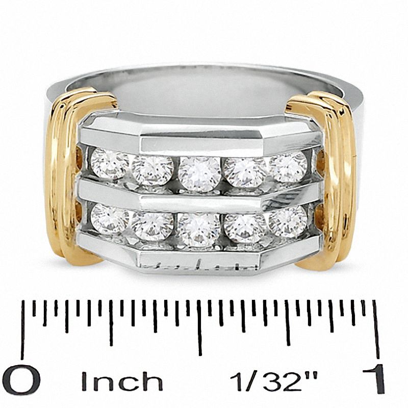 Main Image 3 of 1 CT. T.W. Diamond Double Row Band in 10K Two-Tone Gold