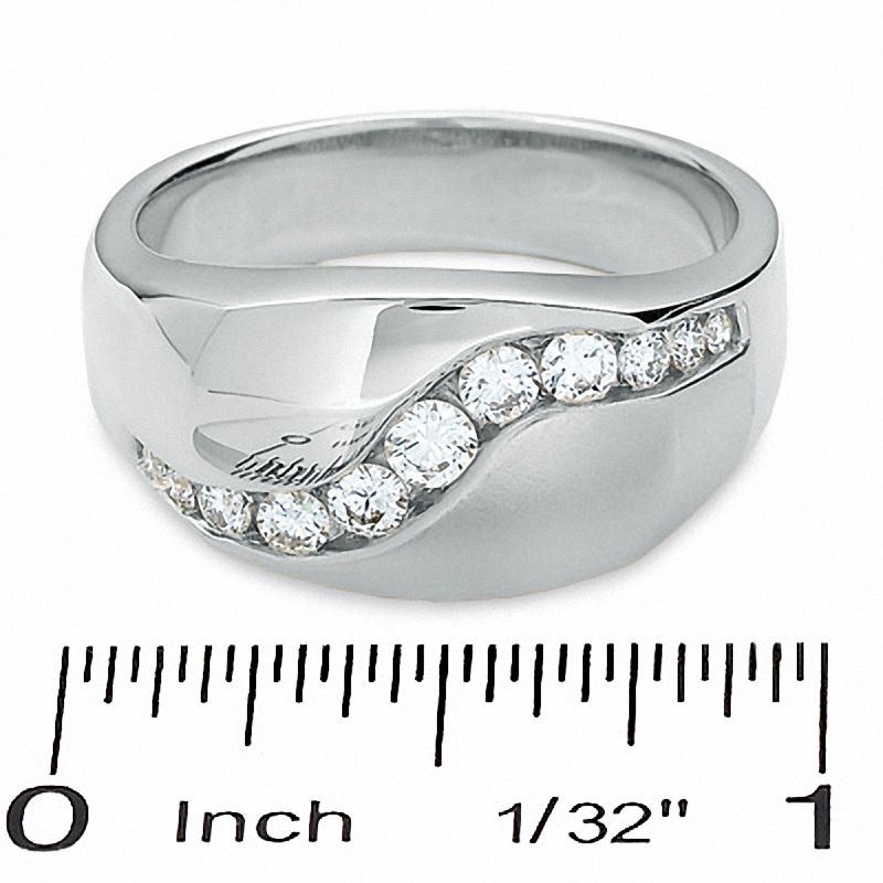 Men's 1/2 CT. T.W. Diamond Running River Ring in 14K White Gold