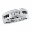 Thumbnail Image 0 of Men's 1/3 CT. T.W. Enhanced Black and White Diamond Three Channel Band in 14K White Gold