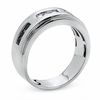 Thumbnail Image 1 of Men's 1/3 CT. T.W. Enhanced Black and White Diamond Three Channel Band in 14K White Gold