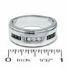 Thumbnail Image 2 of Men's 1/3 CT. T.W. Enhanced Black and White Diamond Three Channel Band in 14K White Gold