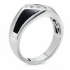 Thumbnail Image 2 of 1/7 CT. T.W. Square-Cut Diamond Three Stone and Onyx Slant Ring in 14K White Gold