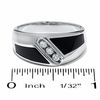 Thumbnail Image 3 of 1/7 CT. T.W. Square-Cut Diamond Three Stone and Onyx Slant Ring in 14K White Gold