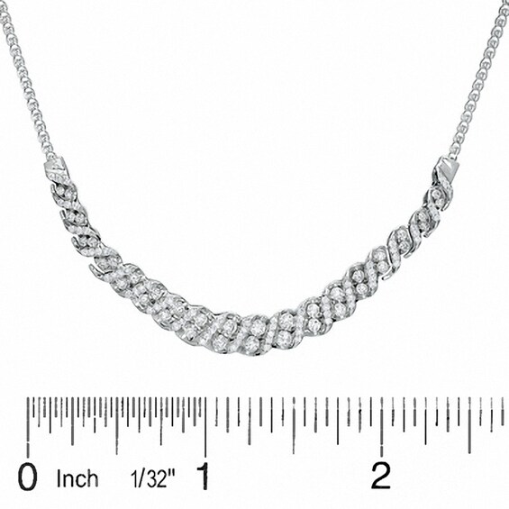 1 CT. T.w. Diamond Double Stone Curve Necklace in 10K White Gold