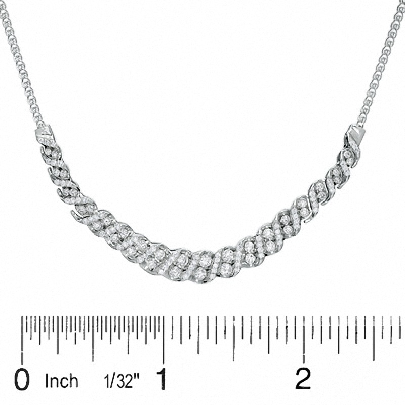 1 CT. T.W. Diamond Double Stone Curve Necklace in 10K White Gold