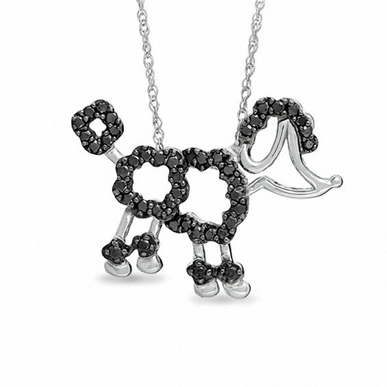 1/4 CT. T.w. Black Diamond Poodle Pendant in 10K White Gold