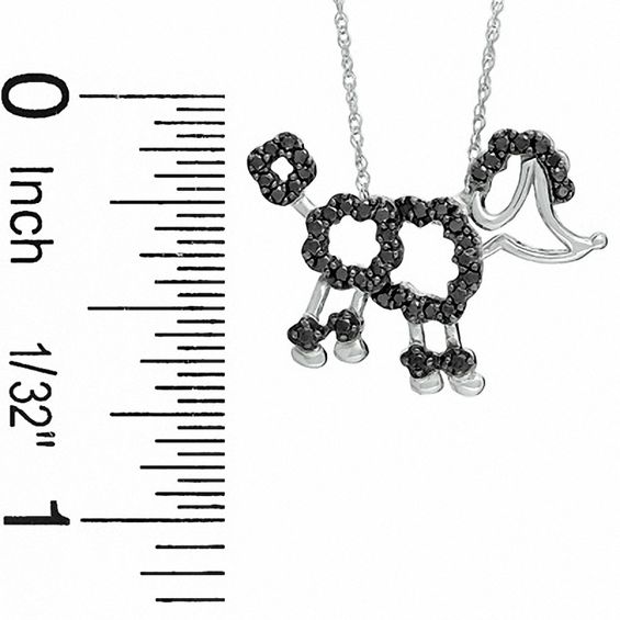 1/4 CT. T.w. Black Diamond Poodle Pendant in 10K White Gold