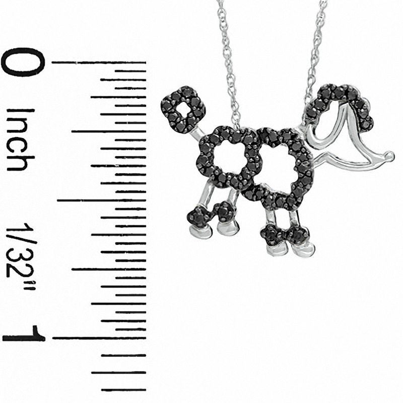 Main Image 2 of 1/4 CT. T.W. Black Diamond Poodle Pendant in 10K White Gold
