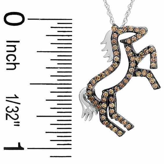 1/3 CT. T.w. Champagne Diamond Pony Pendant in 10K White Gold