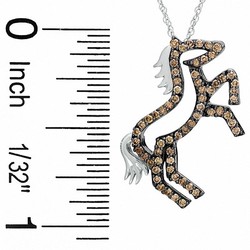 Main Image 2 of 1/3 CT. T.W. Champagne Diamond Pony Pendant in 10K White Gold
